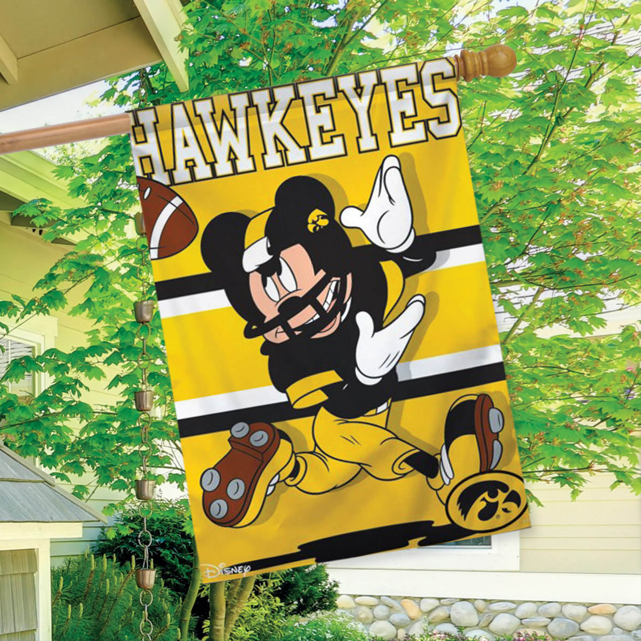 University of Iowa Hawkeyes NCAA Mickey Mouse Garden Flag, House Flag