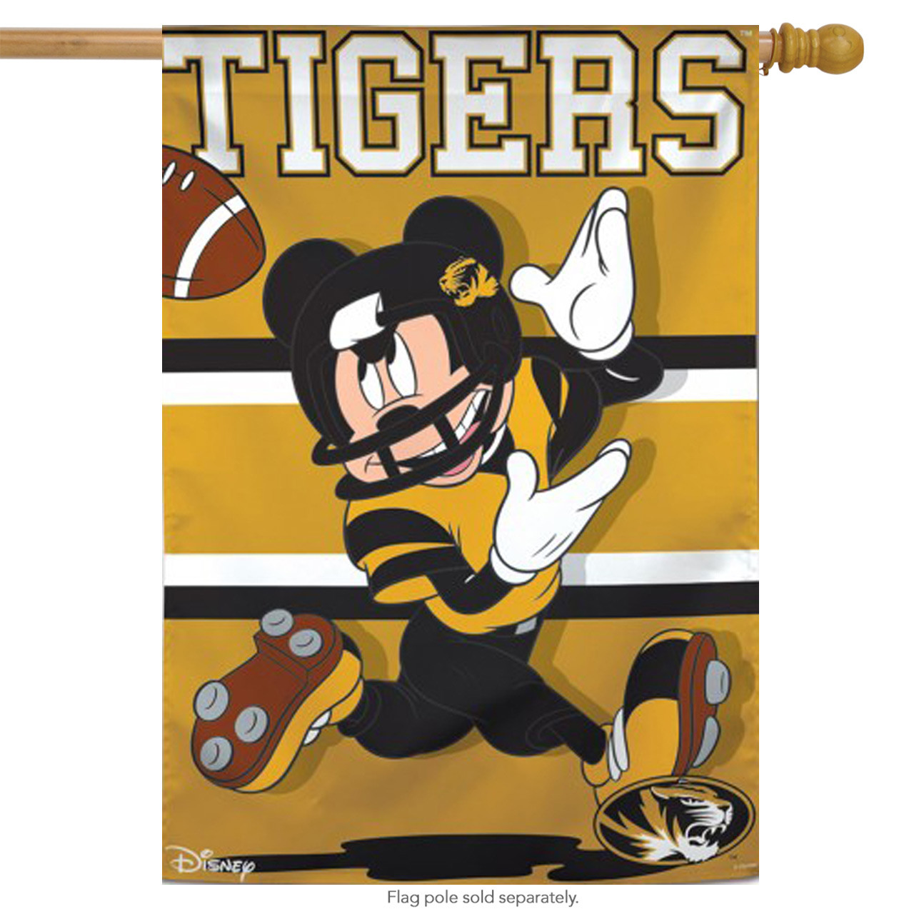 University of Missouri Tigers NCAA Mickey Mouse Garden Flag, House Flag