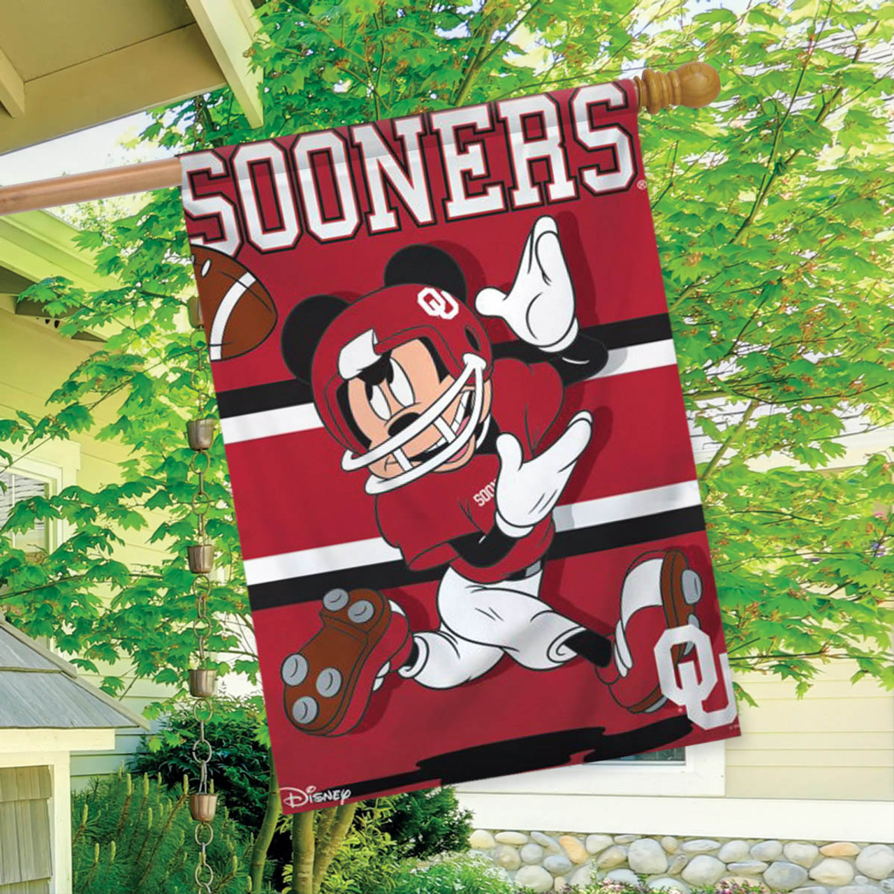 University of Oklahoma Sooners NCAA Mickey Mouse Garden Flag, House Flag