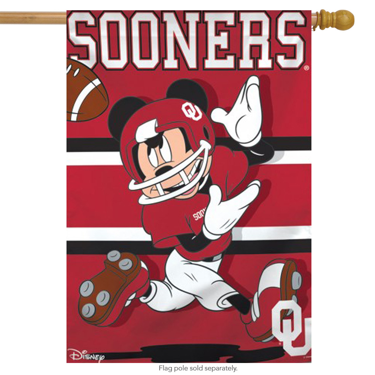 University of Oklahoma Sooners NCAA Mickey Mouse Garden Flag, House Flag