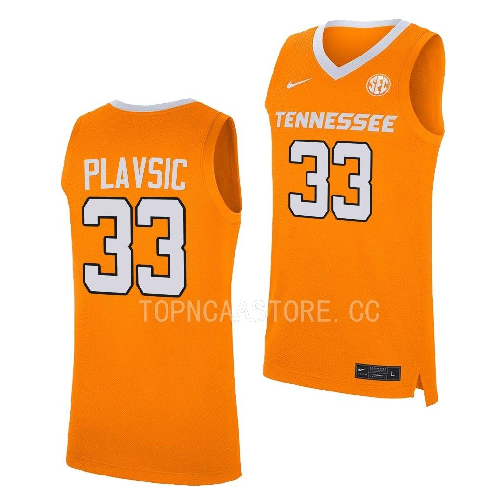 Uros Plavsic Tennessee Volunteers #33 Orange Jersey 2022-23