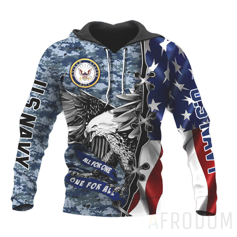 Us Flag Eagle Navy Veteran Hoodie