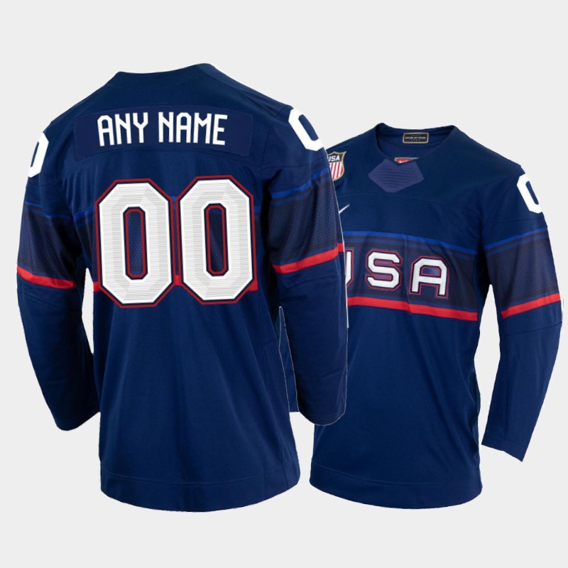 USA 2022 Beijing Winter Olympic Navy Custom Away Jersey Men
