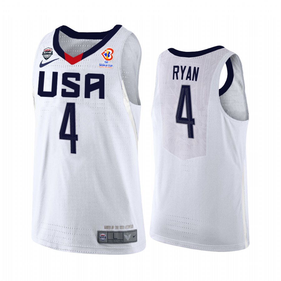 USA 2023 FIBA World Cup Qualifiers Matthew Ryan #4 White Jersey Home