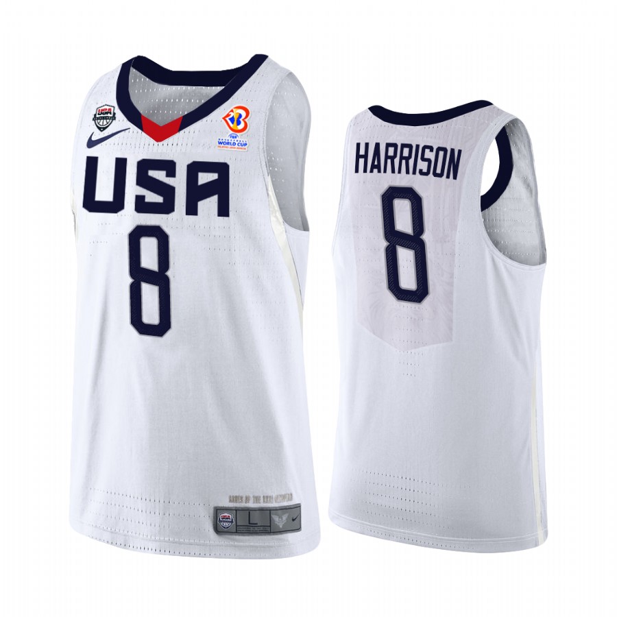 USA 2023 FIBA World Cup Qualifiers Shaq Harrison #8 White Jersey Home