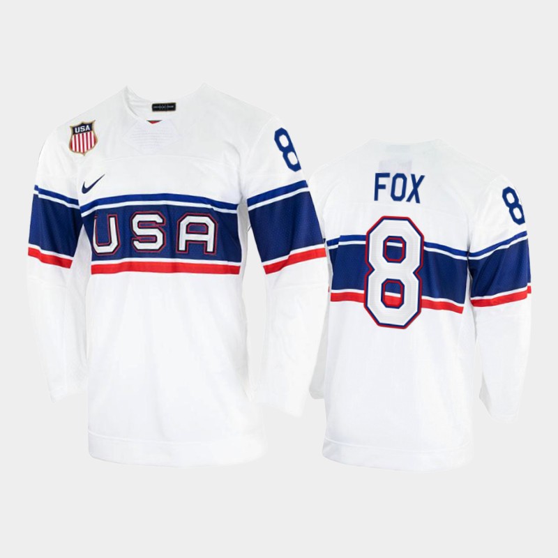 USA Adam Fox 2022 Beijing Winter Olympic White Home Jersey #8