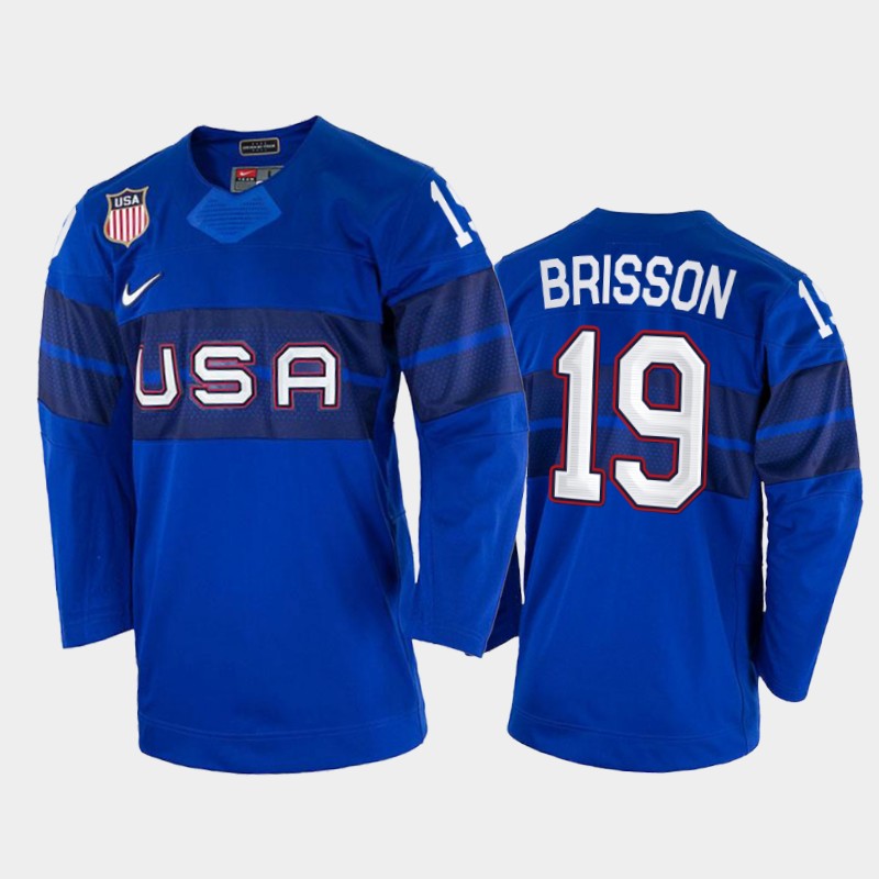 USA Brendan Brisson 2022 Winter Olympics Royal #19 Jersey