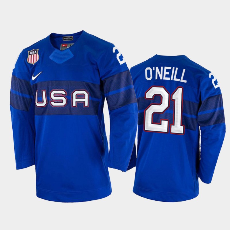 USA Brian O'Neill 2022 Winter Olympics Royal #21 Jersey