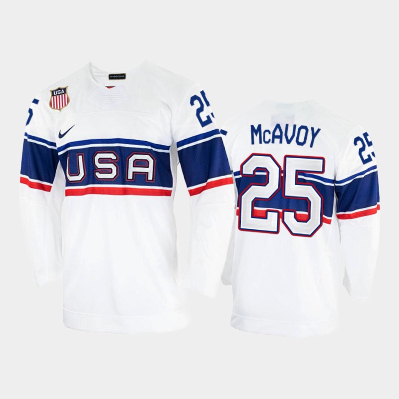 USA Charlie McAvoy 2022 Beijing Winter Olympic White Home Jersey #25