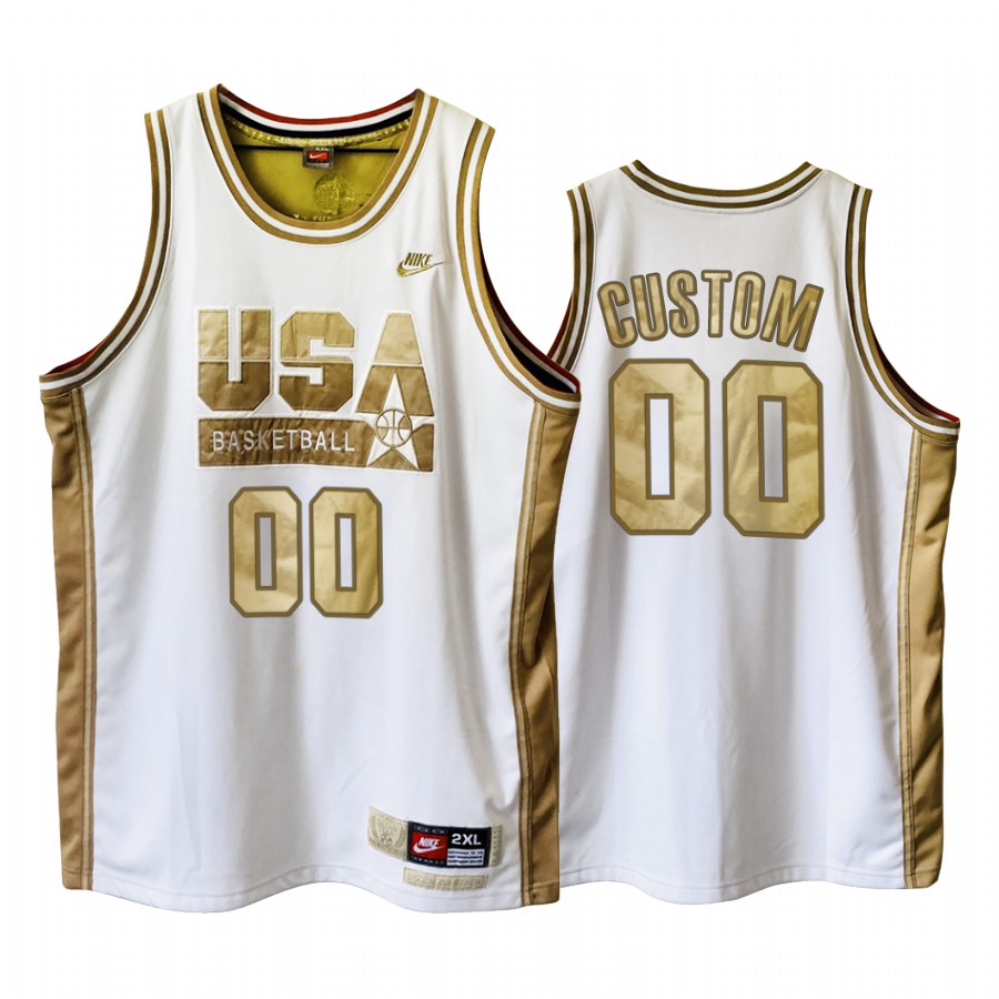 USA Custom Dream Team White 1992 Olympics Golden Limited Edition Jersey