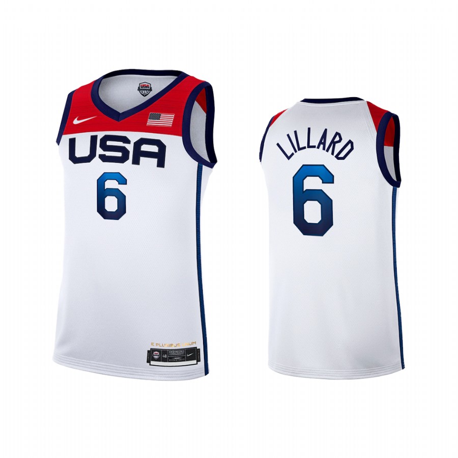 USA Damian Lillard 2020 Summer Olympics White Youth Jersey Limited #6