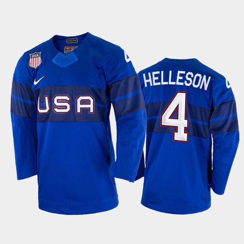 USA Drew Helleson 2022 Winter Olympics Royal #4 Jersey