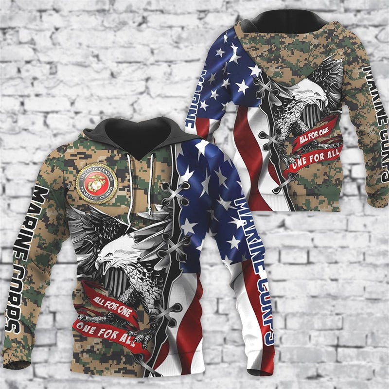 Usa Flag Eagle Marine Corps Hoodie