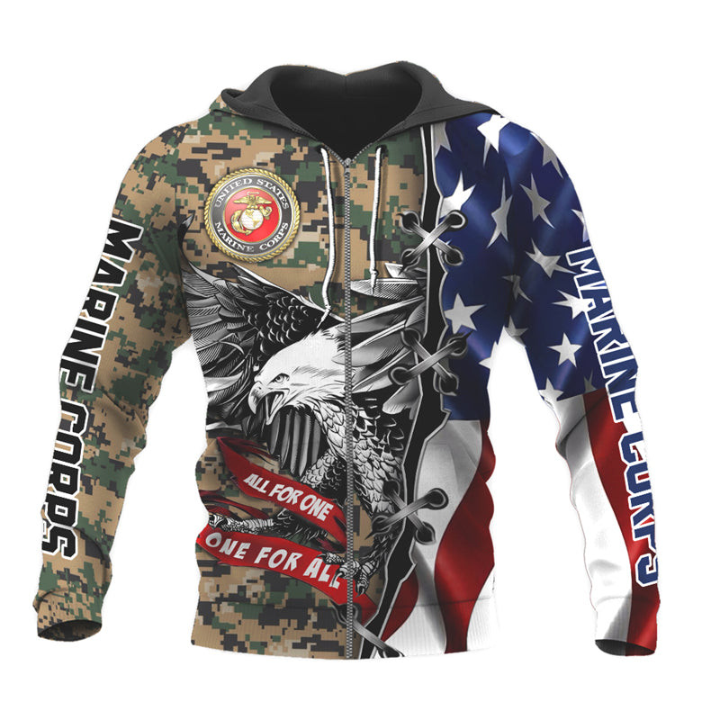 Usa Flag Eagle Marine Corps Hoodie