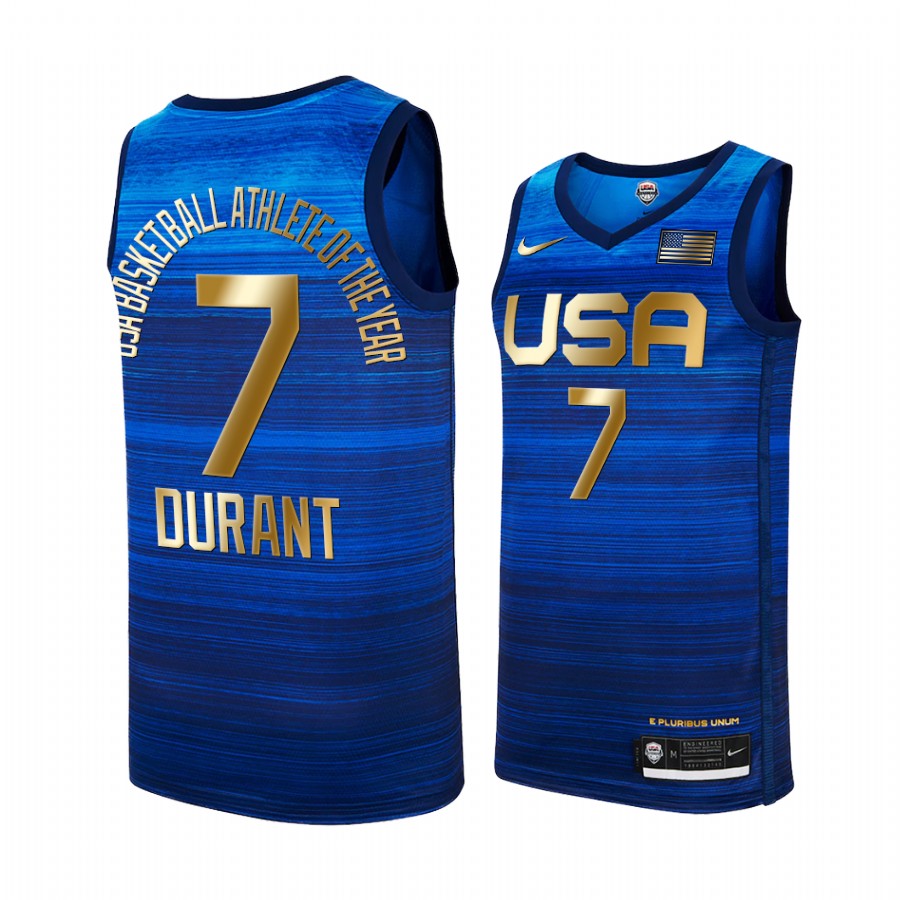 USA Kevin Durant #7 3X Male Athlete of the Year Golden Jersey