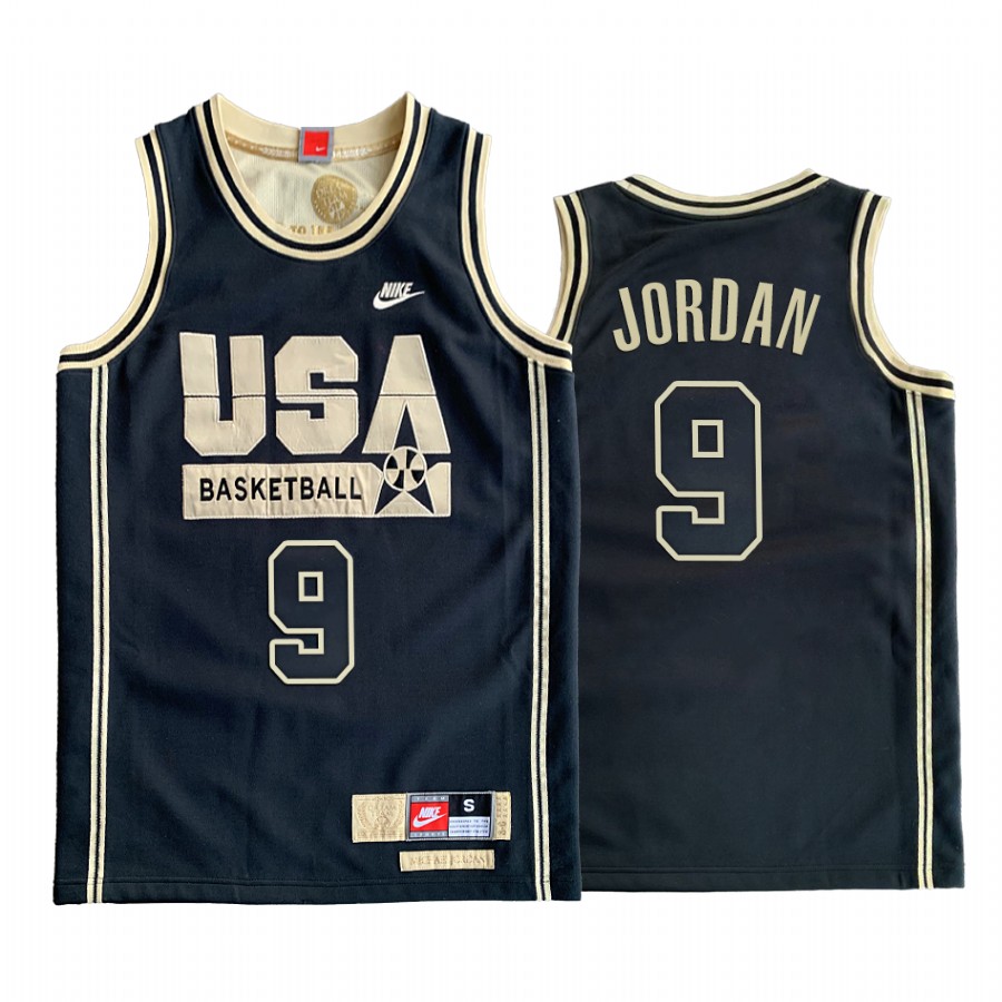 USA Michael Jordan Dream Team Black 1992 Olympics Golden Limited Edition Jersey