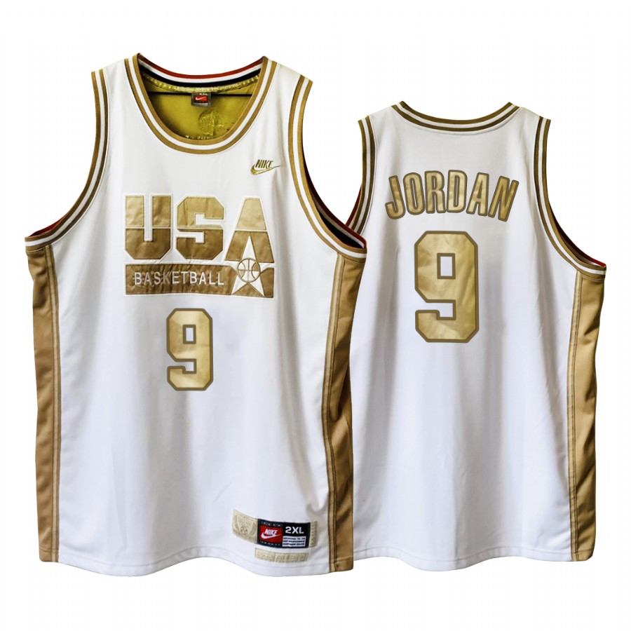 USA Michael Jordan Dream Team White 1992 Olympics Golden Limited Edition Jersey