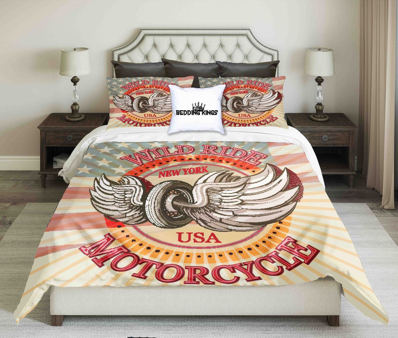 Usa Motorcycle Kings 3D Customized Duvet Cover Bedding Set