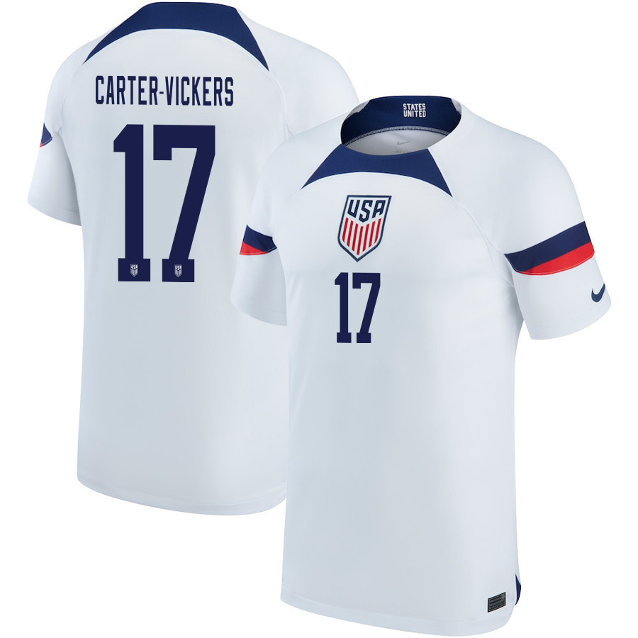 USA National Team 2022-23 Carter-Vickers 17 Home Men Soccer Jersey – White
