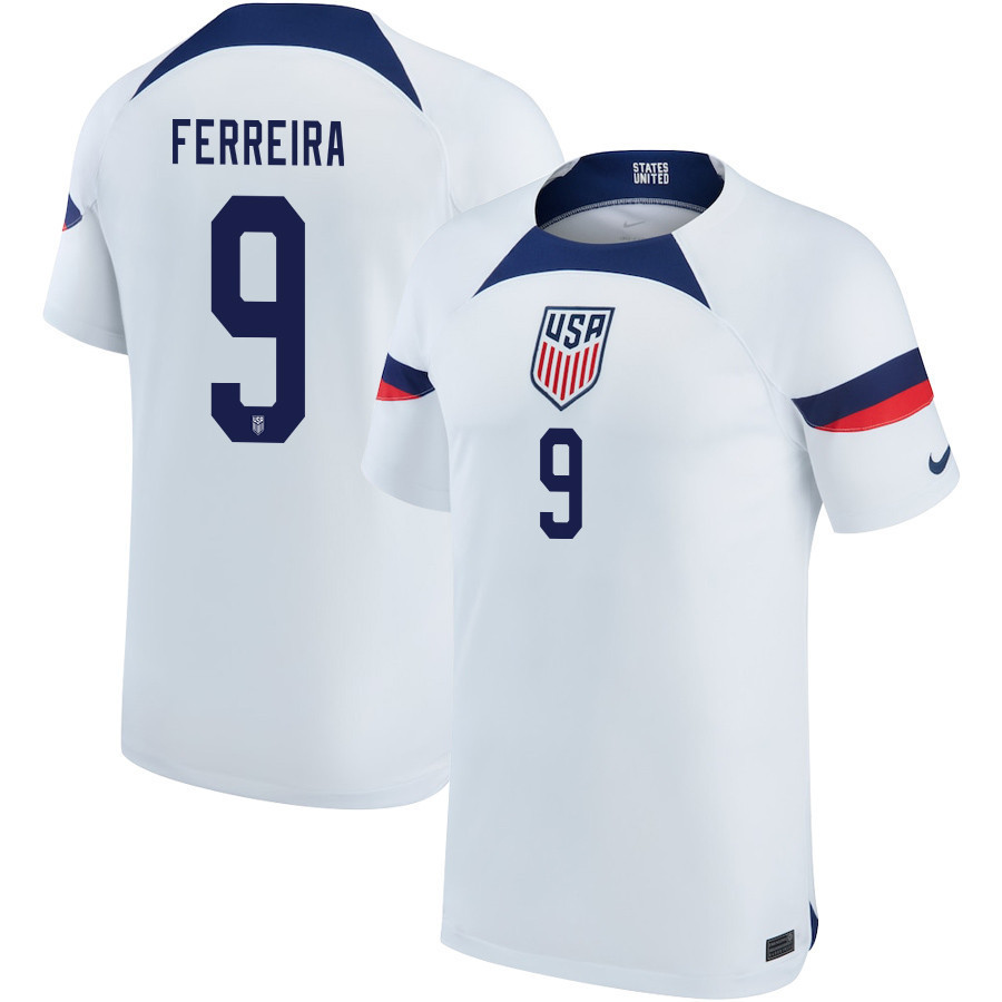 USA National Team 2022-23 Jesús Ferreira 9 Home Men Soccer Jersey – White