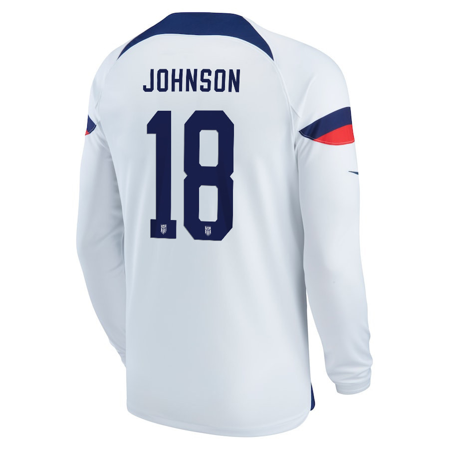 USA National Team 2022-23 Qatar World Cup Sean Johnson 18 Home Long Sleeve Soccer Jersey, Men USA National Team 2022-23 Qatar World Cup Sean Johnson 18 Home Long Sleeve Soccer Jersey, Men