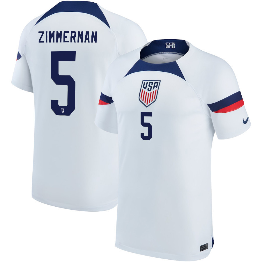 USA National Team 2022-23 Qatar World Cup Walker Zimmerman 5 Home Men Soccer Jersey – White