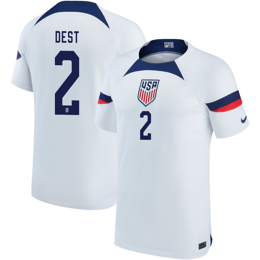 USA National Team 2022-23 Sergiño Dest 2 Home Men Soccer Jersey – White