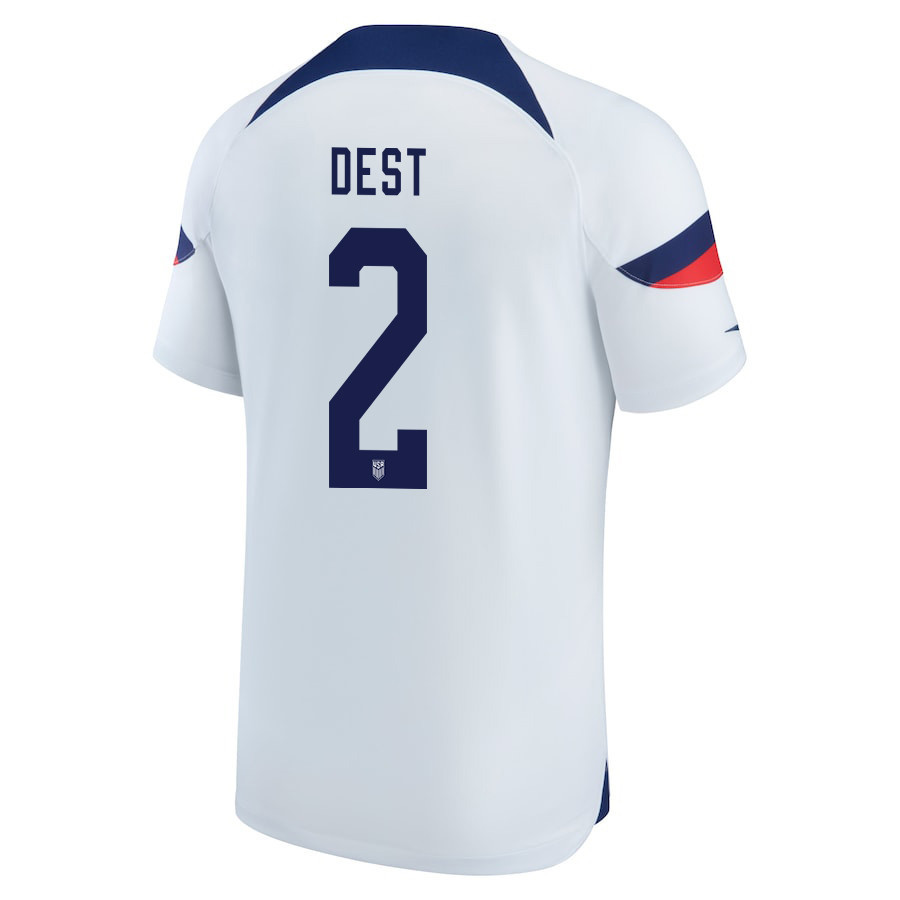 USA National Team 2022-23 Sergiño Dest 2 Home Men Soccer Jersey – White USA National Team 2022-23 Sergiño Dest 2 Home Men Soccer Jersey – White