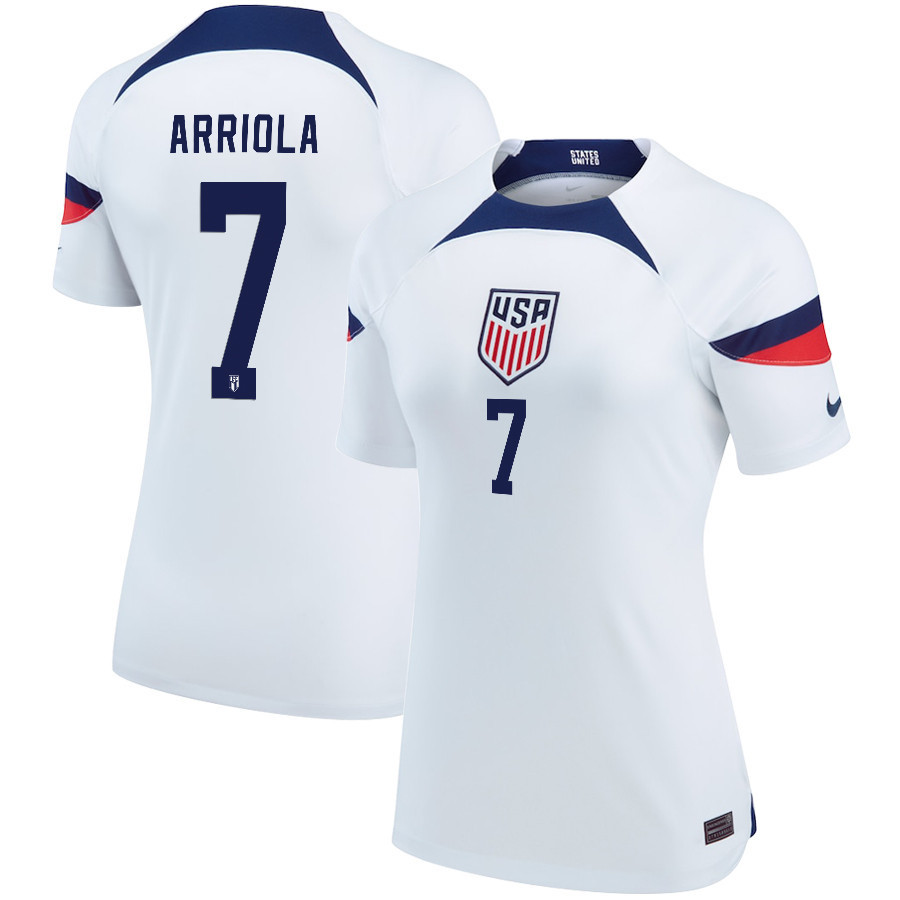 USA National Team 2022 Qatar World Cup Paul Arriola 7 White Home Women Soccer Jersey