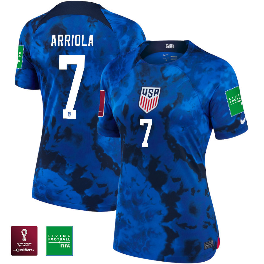 USA National Team FIFA World Cup Qatar 2022 Patch Paul Arriola 7 – Away Women Soccer Jersey