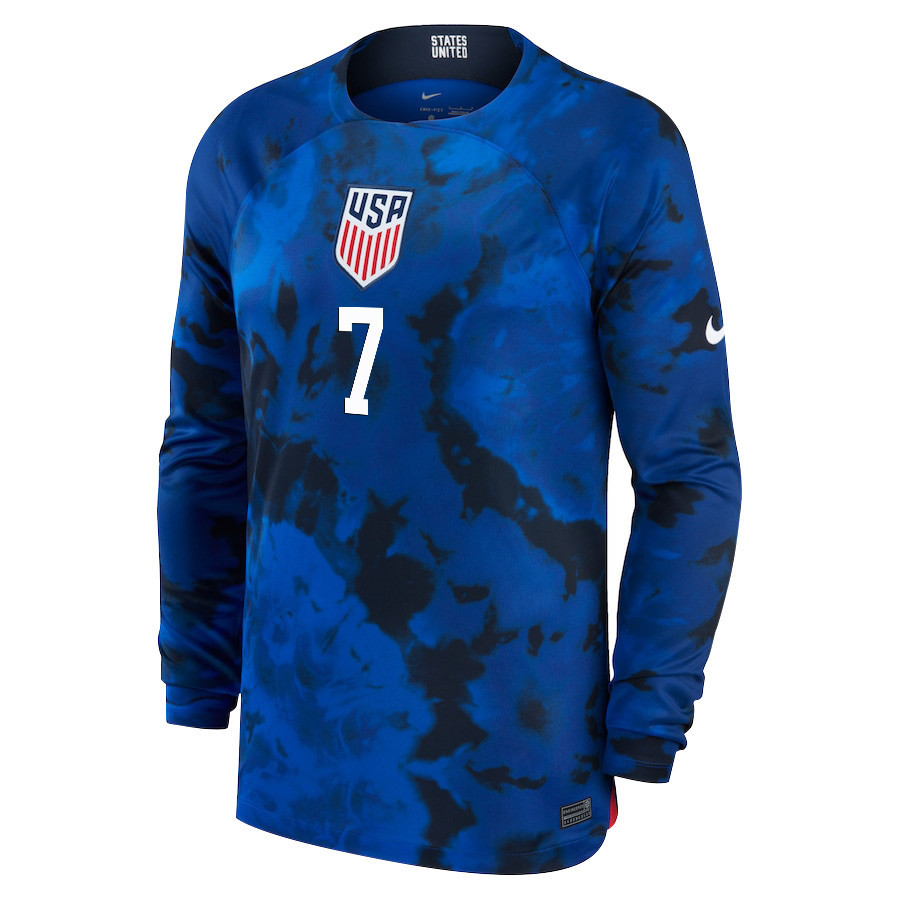 USA National Team FIFA World Cup Qatar 2022 Patch Paul Arriola 7 – Men Away Long Sleeve Soccer Jersey