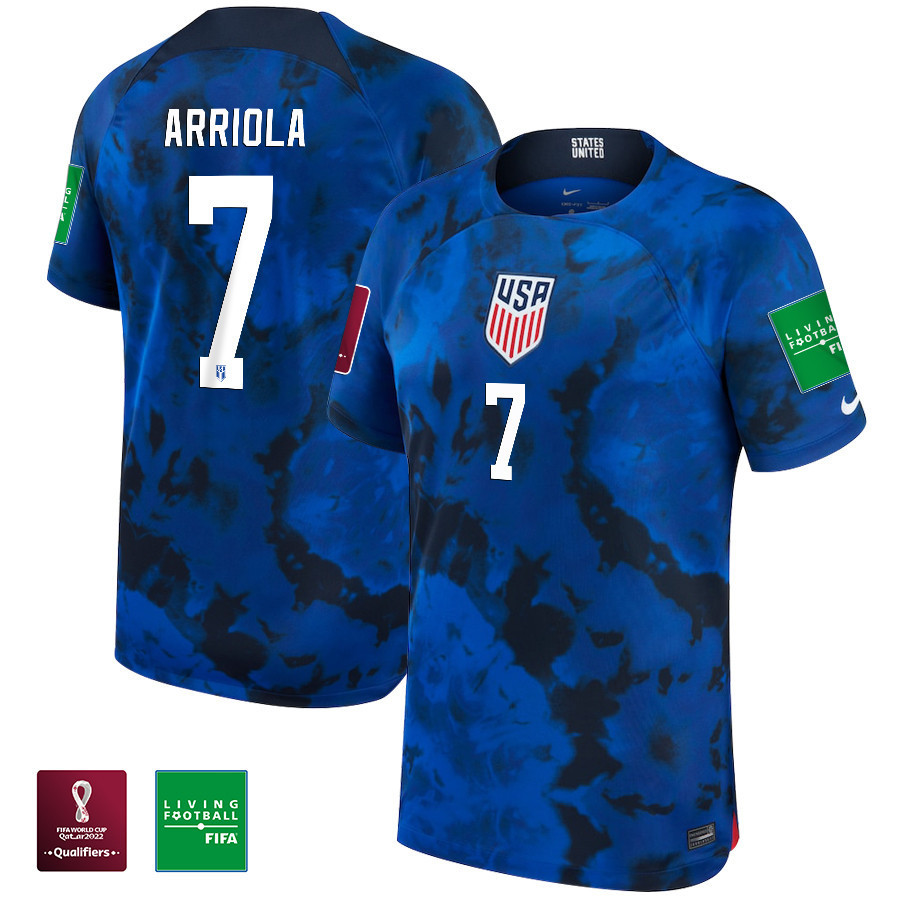 USA National Team FIFA World Cup Qatar 2022 Patch Paul Arriola 7 Home Men Soccer Jersey