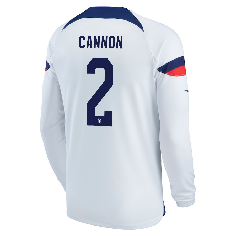 USA National Team FIFA World Cup Qatar 2022 Patch Reggie Cannon 2 – Men Home Long Sleeve Soccer Jersey