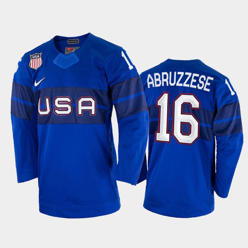 USA Nick Abruzzese 2022 Winter Olympics Royal #16 Jersey