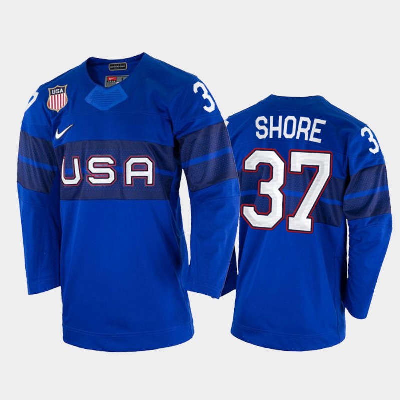 USA Nick Shore 2022 Winter Olympics Royal #37 Jersey