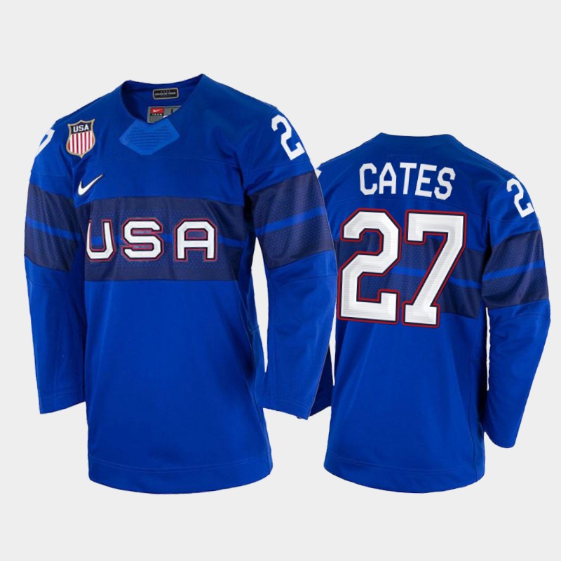 USA Noah Cates 2022 Winter Olympics Royal #27 Jersey