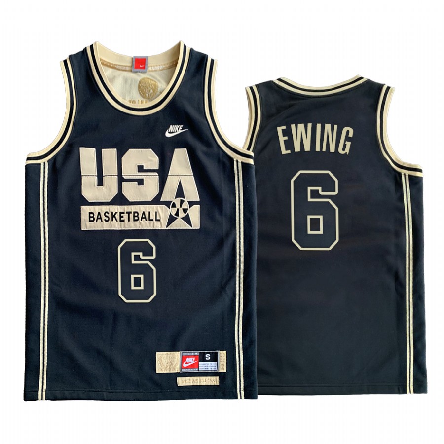 USA Patrick Ewing Dream Team Black 1992 Olympics Golden Limited Edition Jersey