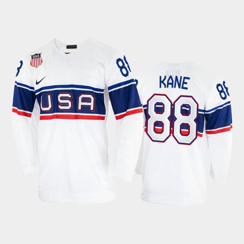 USA Patrick Kane 2022 Beijing Winter Olympic White Home Jersey #88