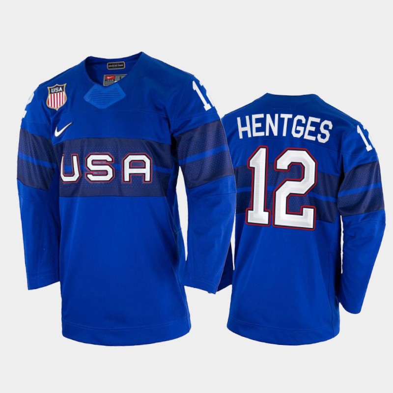 USA Sam Hentges 2022 Winter Olympics Royal #12 Jersey
