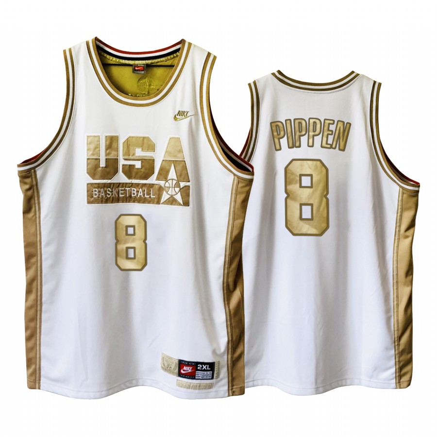 USA Scottie Pippen Dream Team White 1992 Olympics Golden Limited Edition Jersey