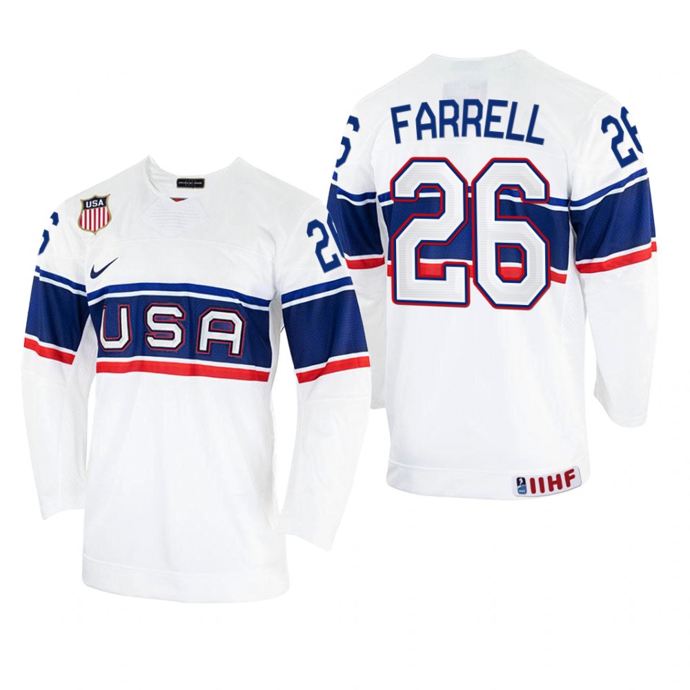 USA Sean Farrell 2022 IIHF World Championship White #26 Jersey Home