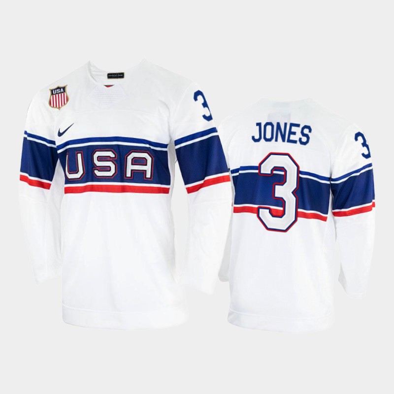 USA Seth Jones 2022 Beijing Winter Olympic White Home Jersey #3