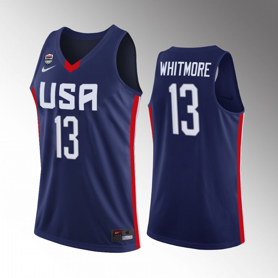 USA Team 2022 FIBA U18 Americas Champion Cam Whitmore #13 Navy Jersey