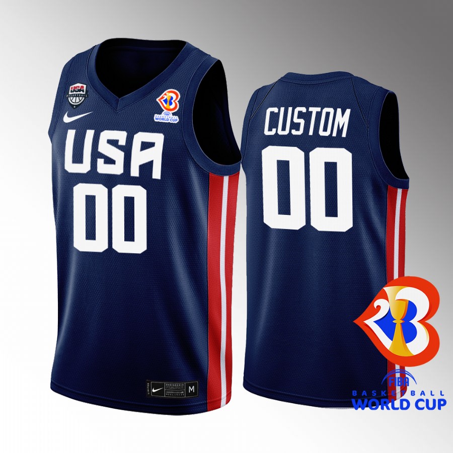 USA Team 2023 FIBA World Cup Custom #00 Navy Jersey Away