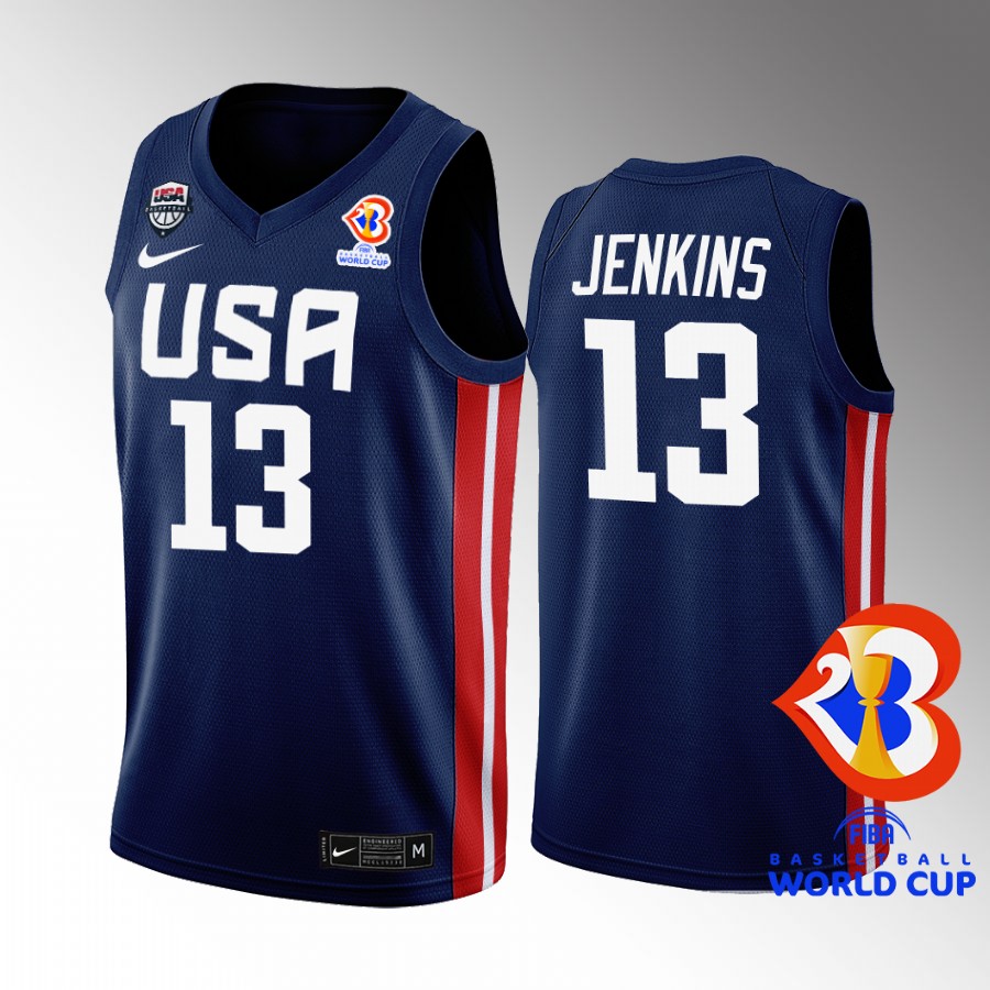 USA Team 2023 FIBA World Cup John Jenkins #13 Navy Jersey Away