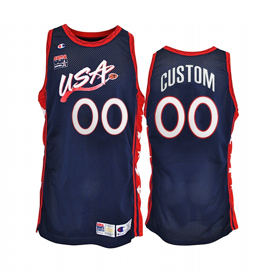 USA Team Custom #00 Navy 1996 Olympics Jersey