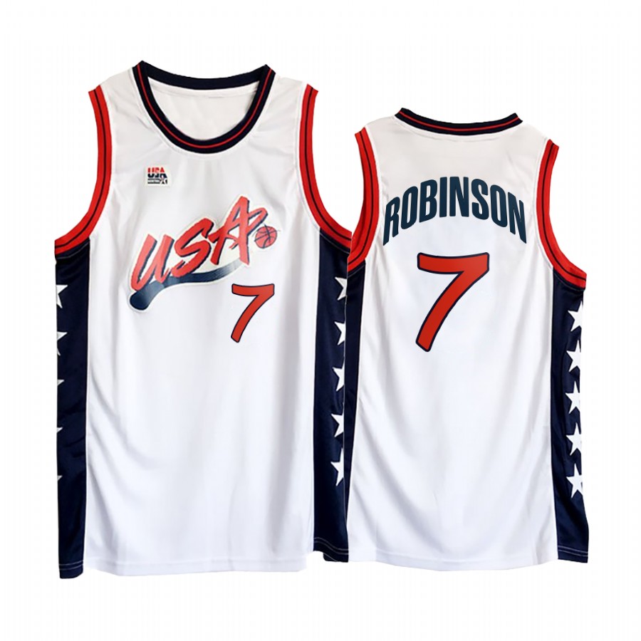 USA Team David Robinson #7 White 1996 Olympics Jersey