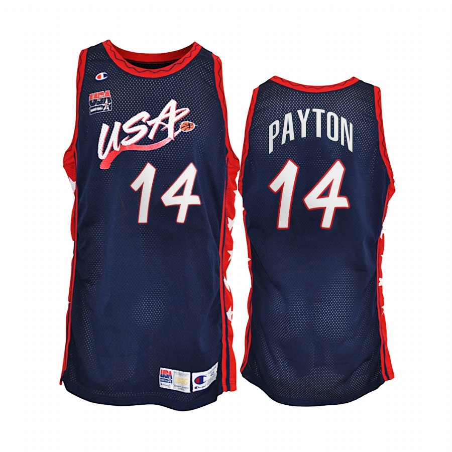 USA Team Gary Payton #14 Navy 1996 Olympics Jersey