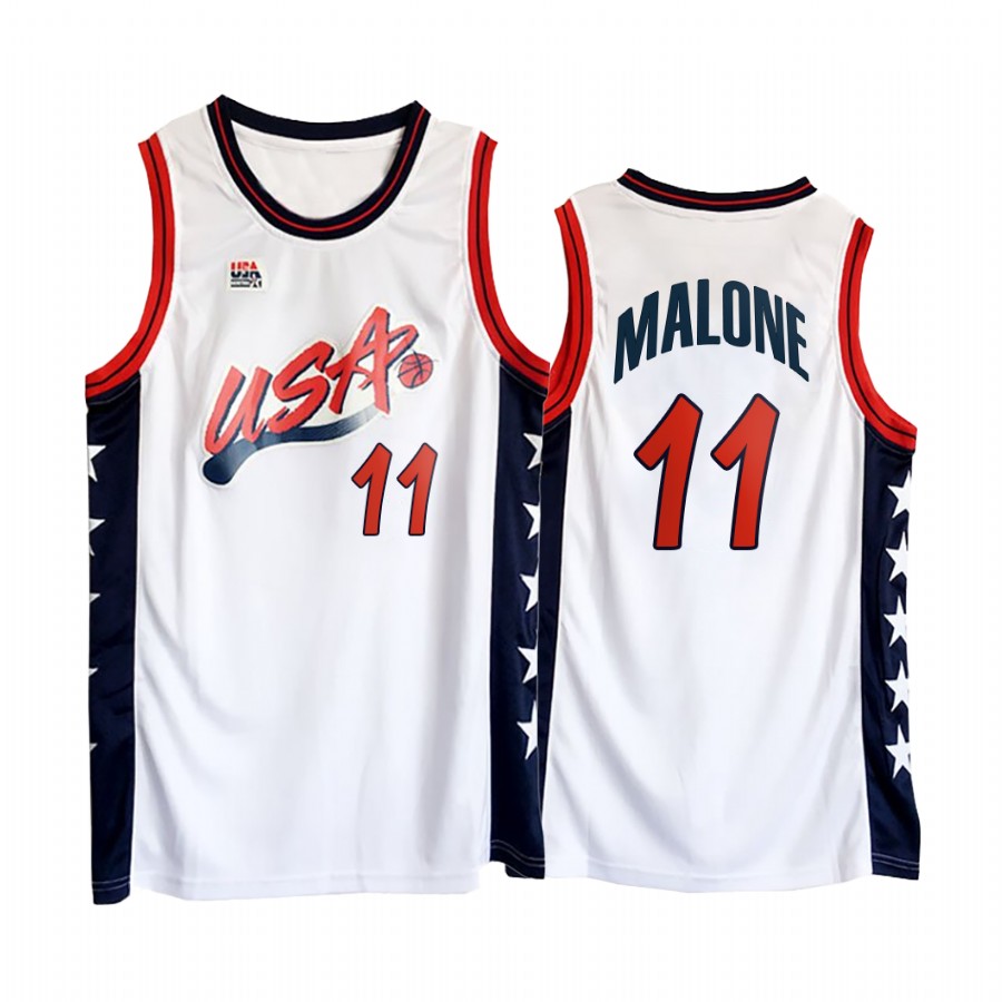 USA Team Karl Malone #11 White 1996 Olympics Jersey