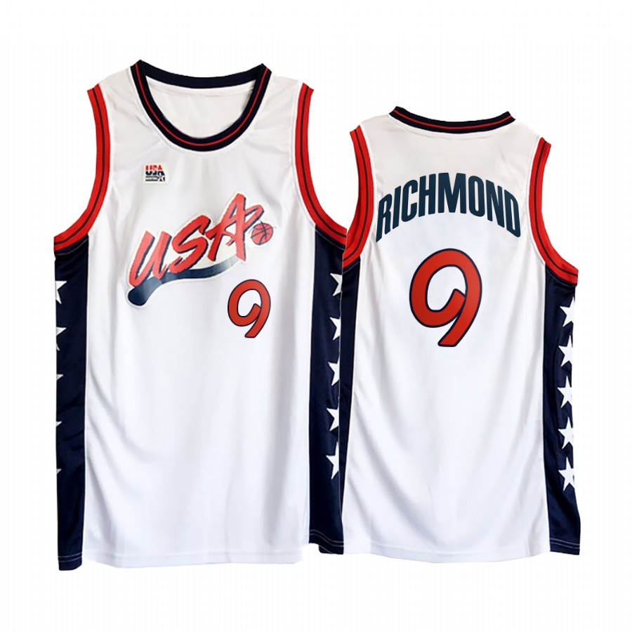 USA Team Mitch Richmond #9 White 1996 Olympics Jersey